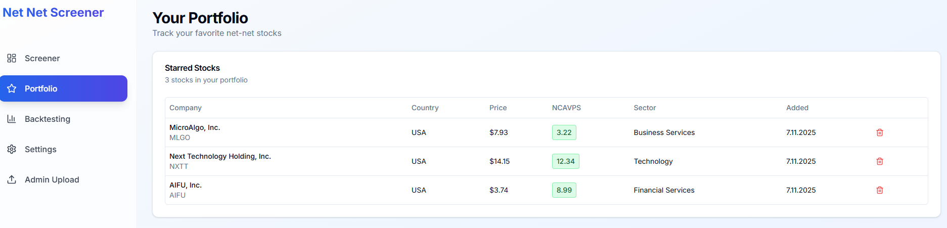Portfolio Tracking Dashboard